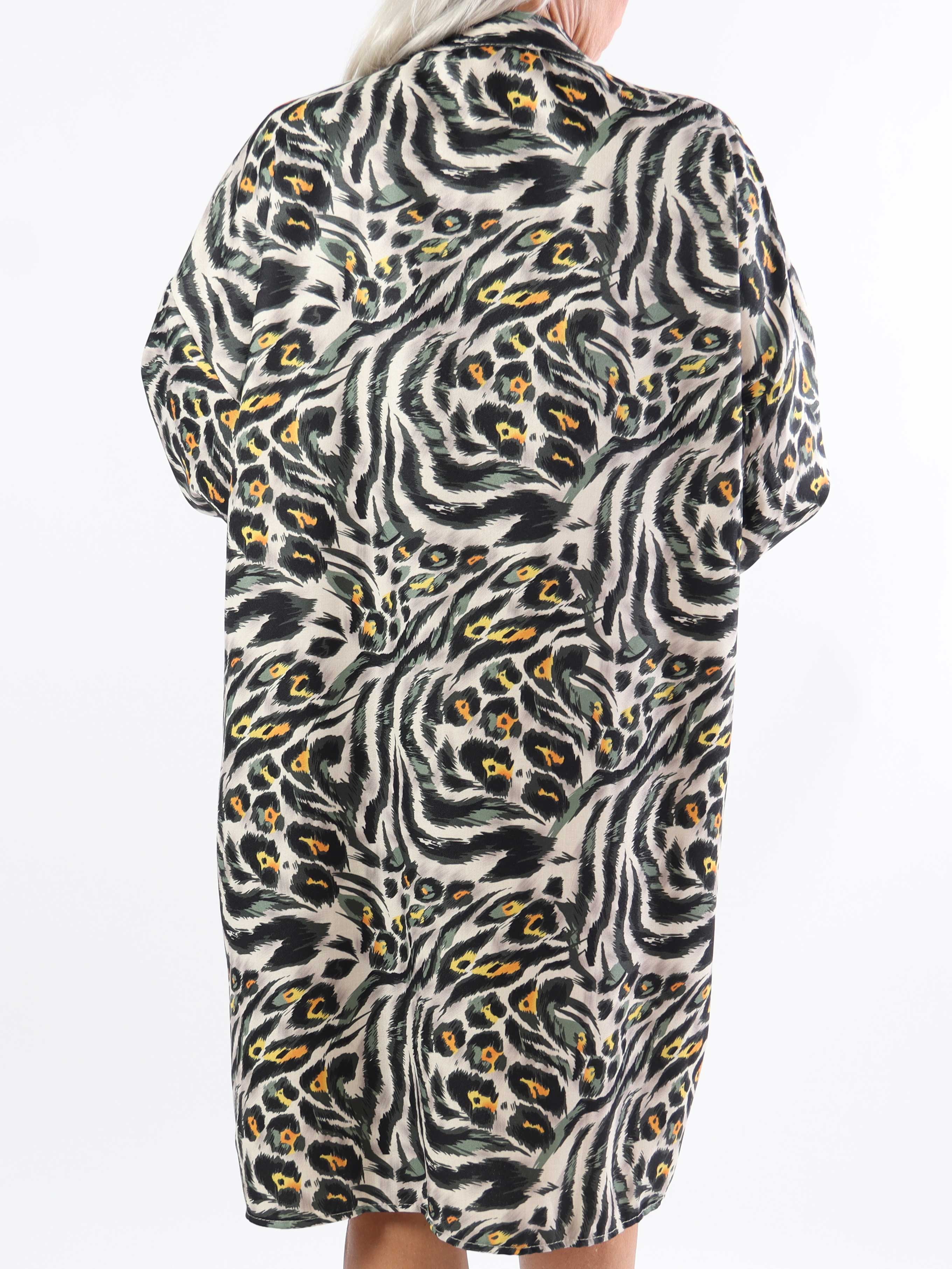 Cassia Animal - Plus size tunikakjole med flæser ved brystet